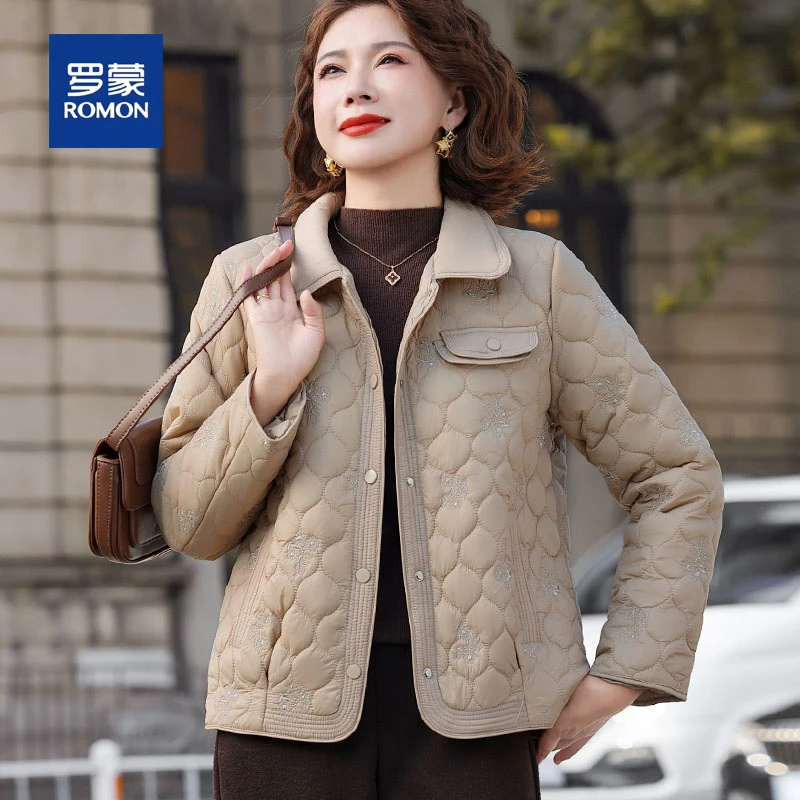 罗蒙50多岁妈妈秋冬装夹棉衣服外套新款洋气中老年人女士碎花棉袄