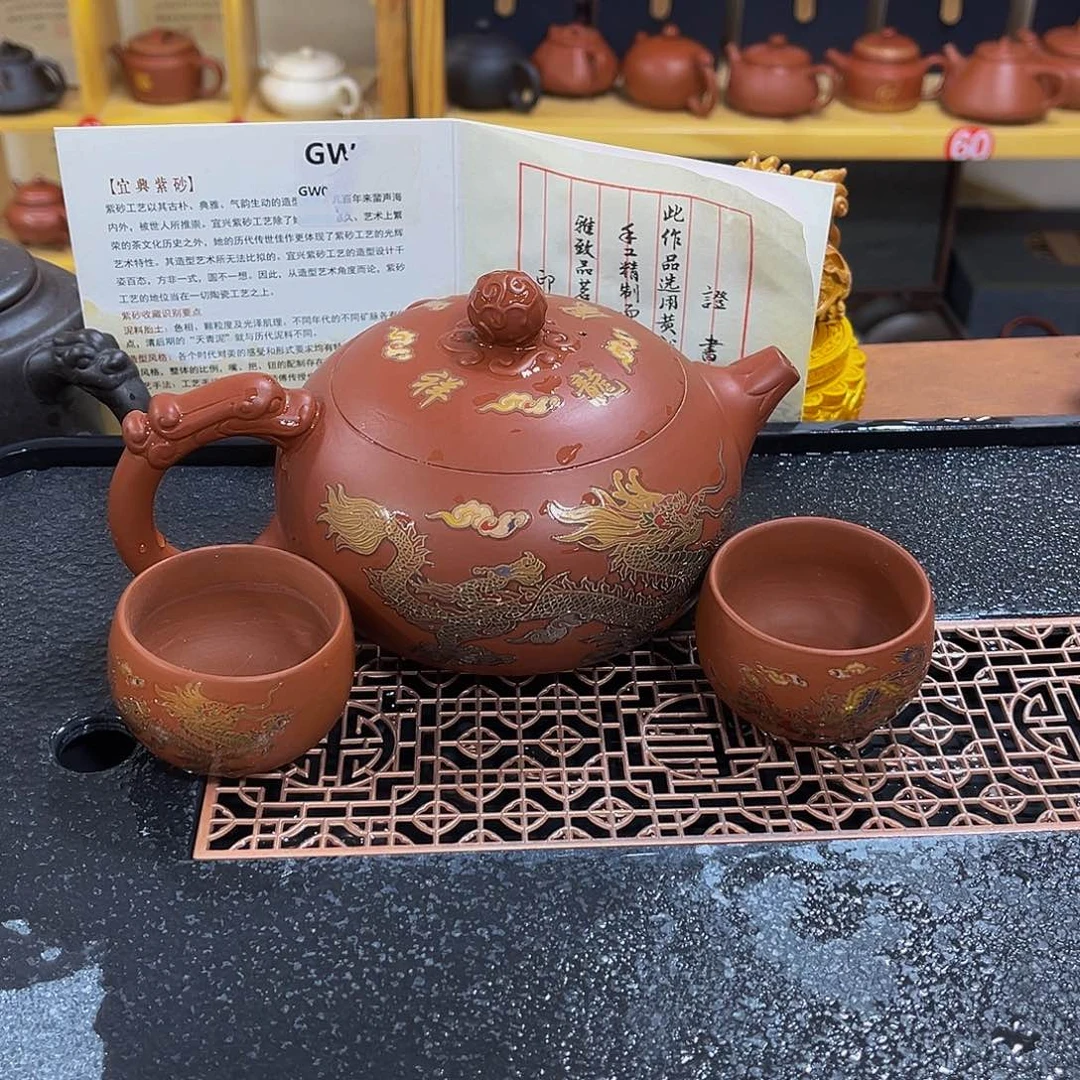 紫砂茶案紫砂壶500cc6小杯