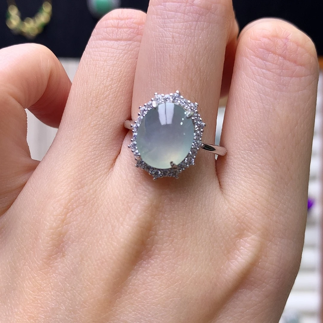 翡翠银S925镶嵌戒指128