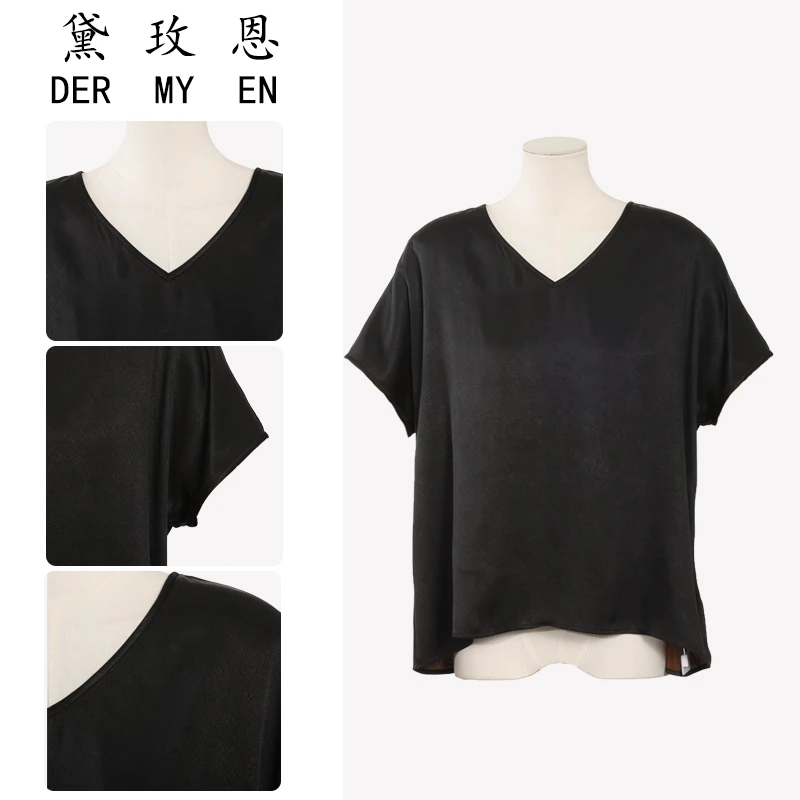 黛玫恩·【夏柔】弹力缎中国风复古桑蚕丝夏季上衣56120023