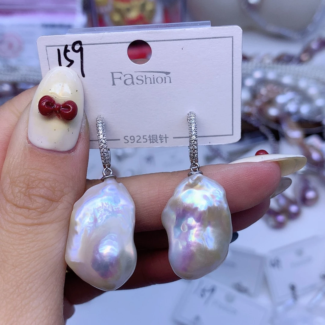 【闪购商品】淡水珍珠耳饰银S925镶嵌简*