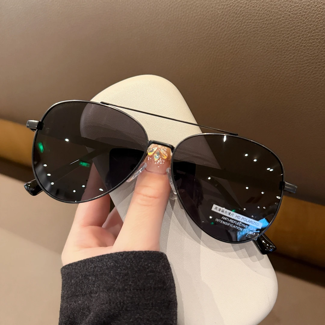 2025款飞行员偏光太阳镜潮双梁蛤蟆镜男士墨镜高级感开车钓鱼出游