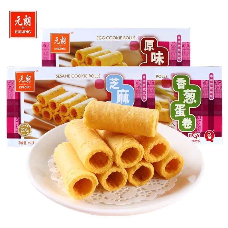 元朗原味芝麻香葱鸡蛋卷酥零食饼干零食小吃食品150g