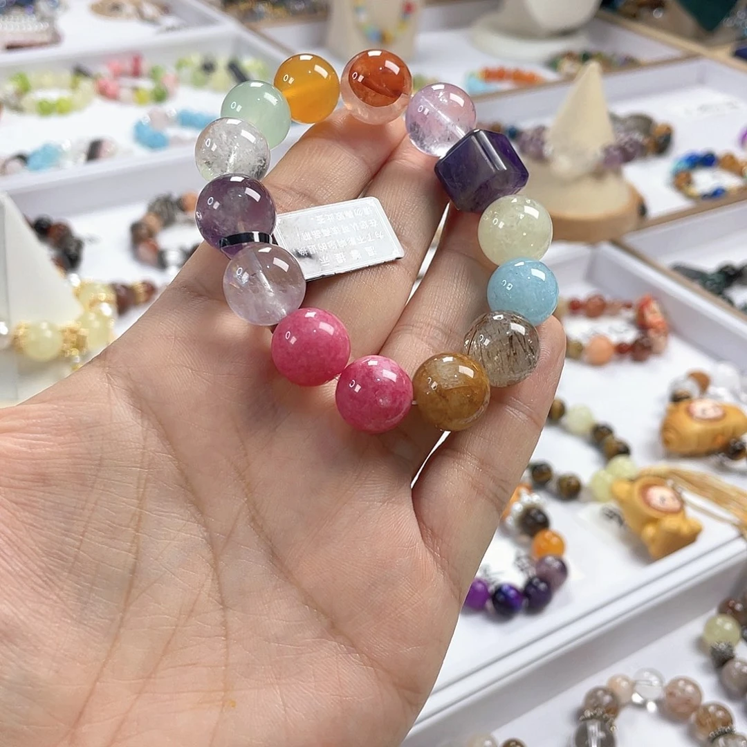 水晶手链银S925镀金镶嵌