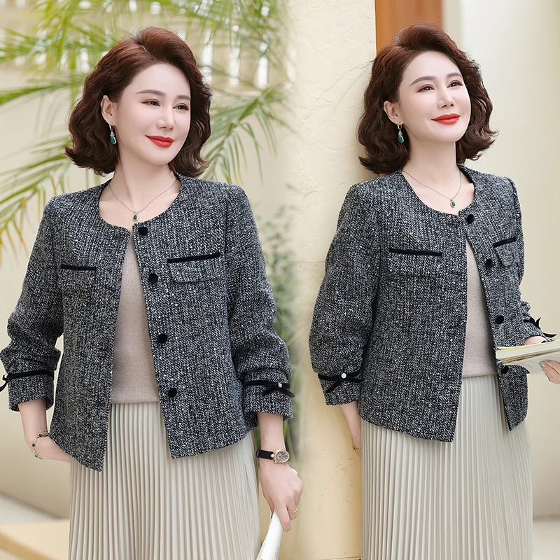 妈妈装2025年春装新款外套气质刺绣百搭中老年女装上衣洋气aa5872