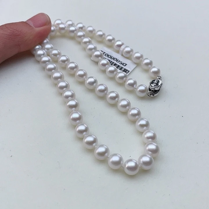 淡水珍珠颈饰银S925镶嵌卡7极光白炫彩高品