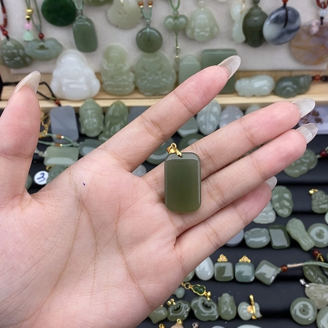 吊坠(不含链)银S925镶嵌和田玉