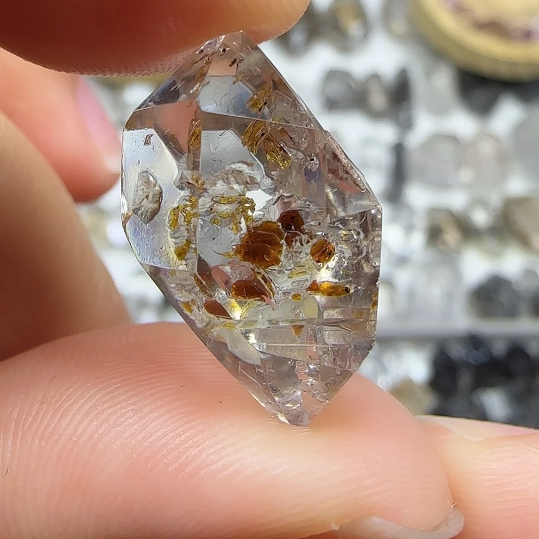 珠宝半成品水晶未镶嵌油胆双尖随形
