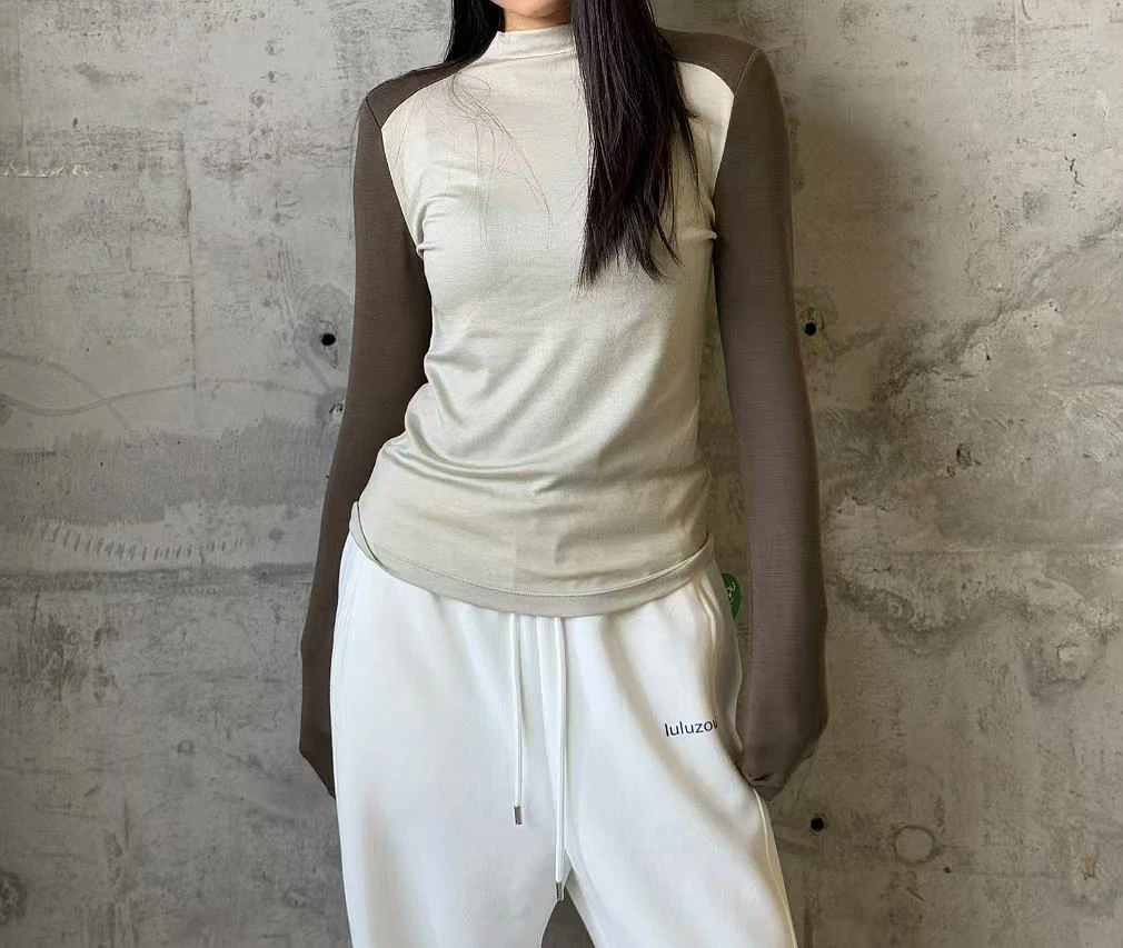 【zoululu专属】25早春设计感三色插肩袖修身长袖T8658