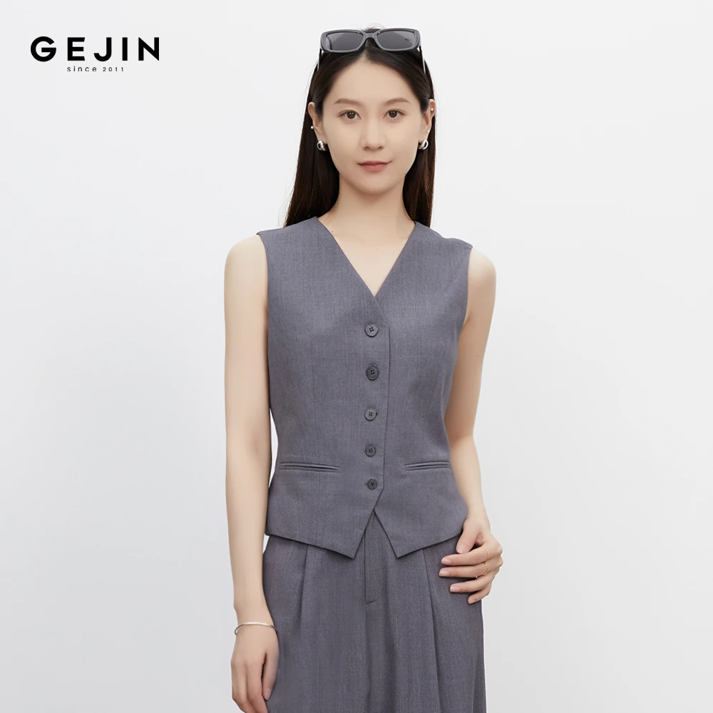 GEJIN/歌锦经典时尚高级气质显瘦老钱风迷精纺马甲GJ22572574