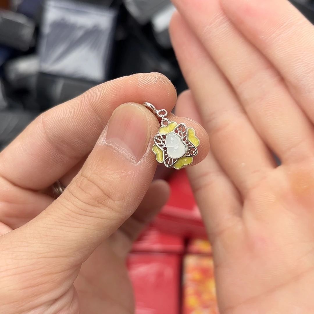 翡翠戒指银S925镀金镶嵌