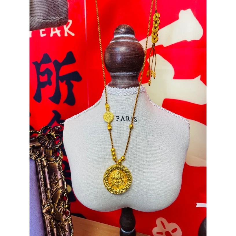 铜合金吊坠 黄财神吊坠手工时尚复古编织女王金色
