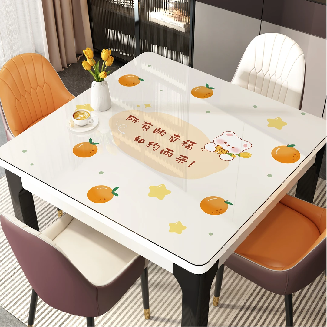 正方形软玻璃桌垫防水防油免洗PVC桌布轻奢高级感餐桌茶几保护垫