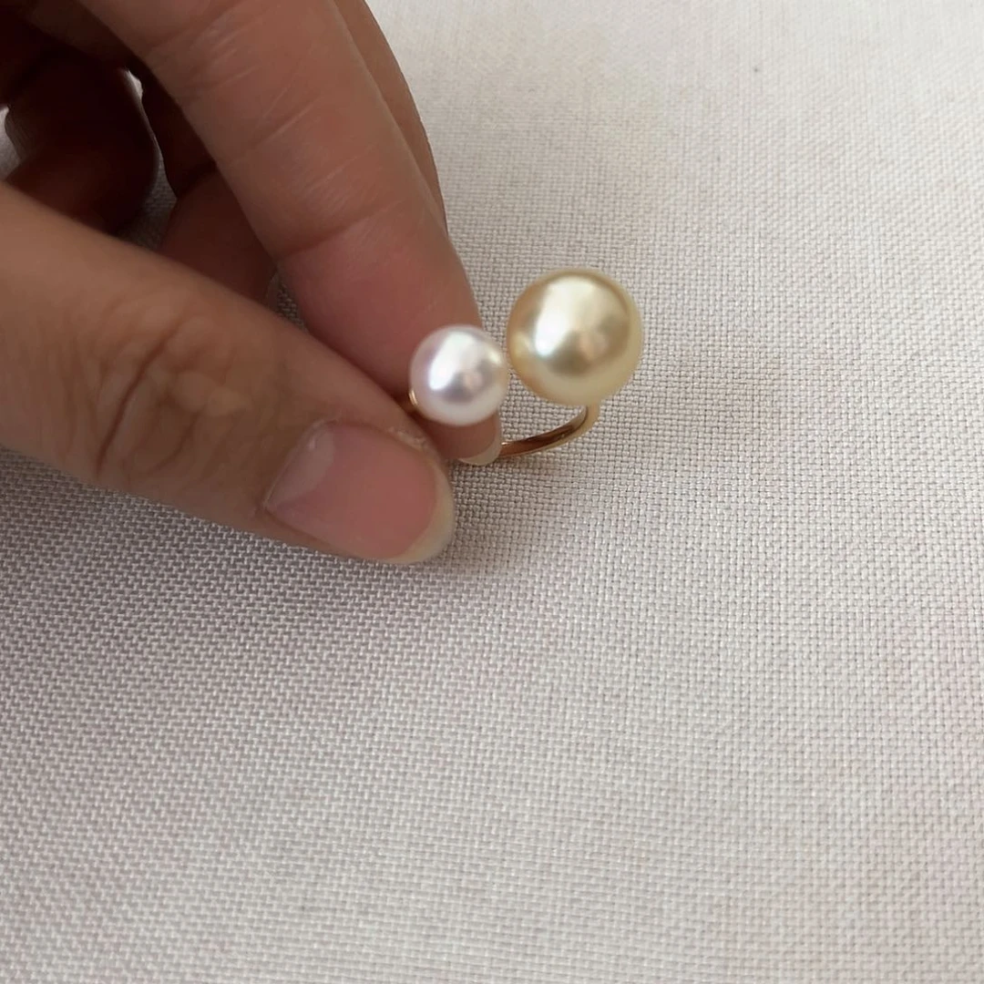 海水珍珠戒指未镶嵌J****u双珠