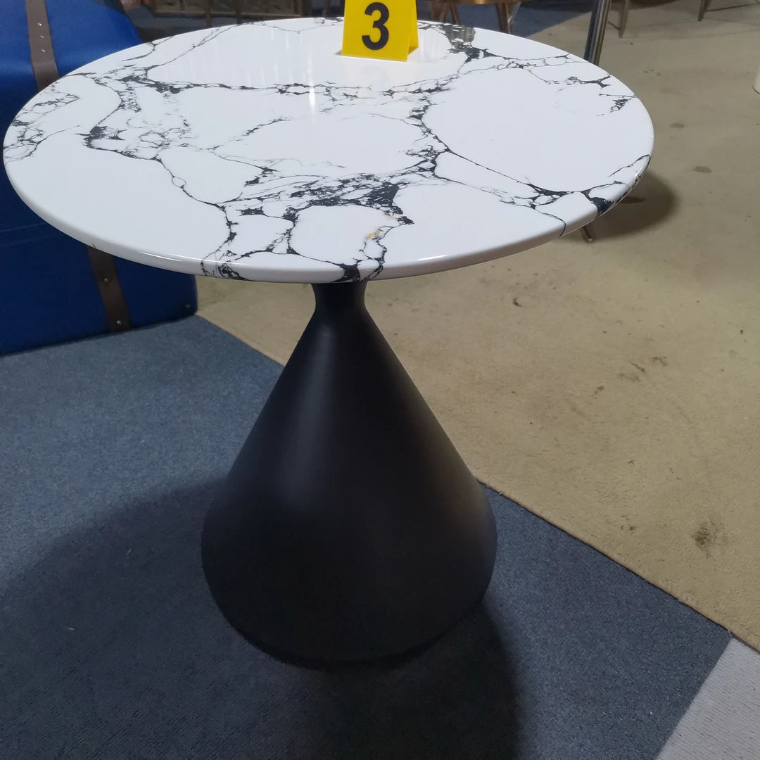 50*50*55大理石茶几简约轻奢客厅圆桌家用圆形