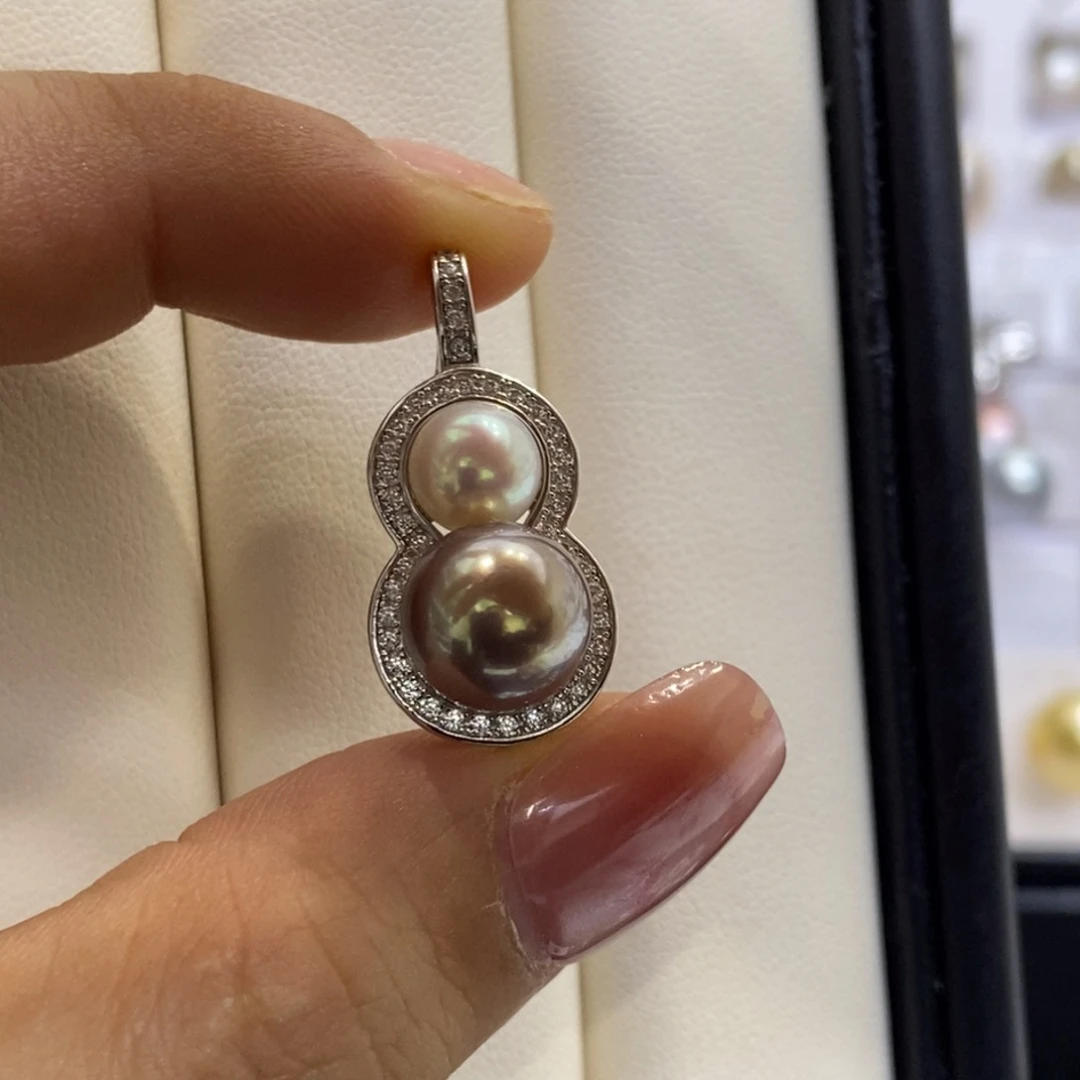 吊坠(不含链)银S925镶嵌淡水珍珠