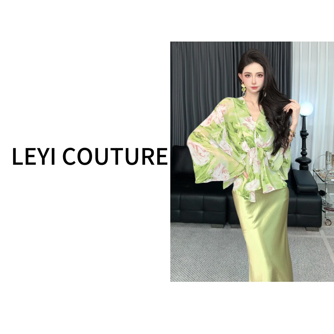 【 LEYI COUTURE】畑畑2025高端气质褶皱薄纱上衣