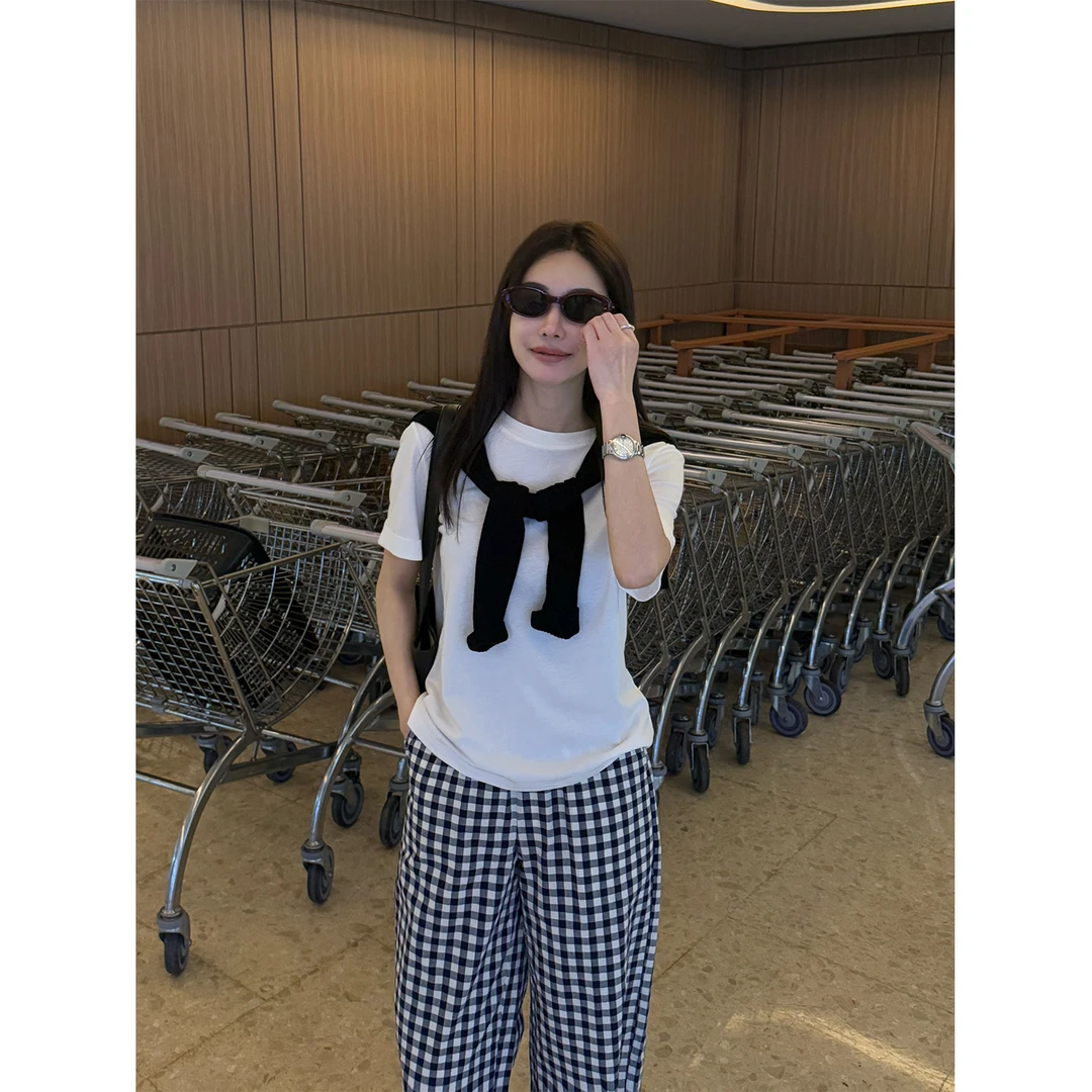 【斯克呐】“莱赛尔天丝”高品质圆领舒适百搭宽松短袖打底T恤01064