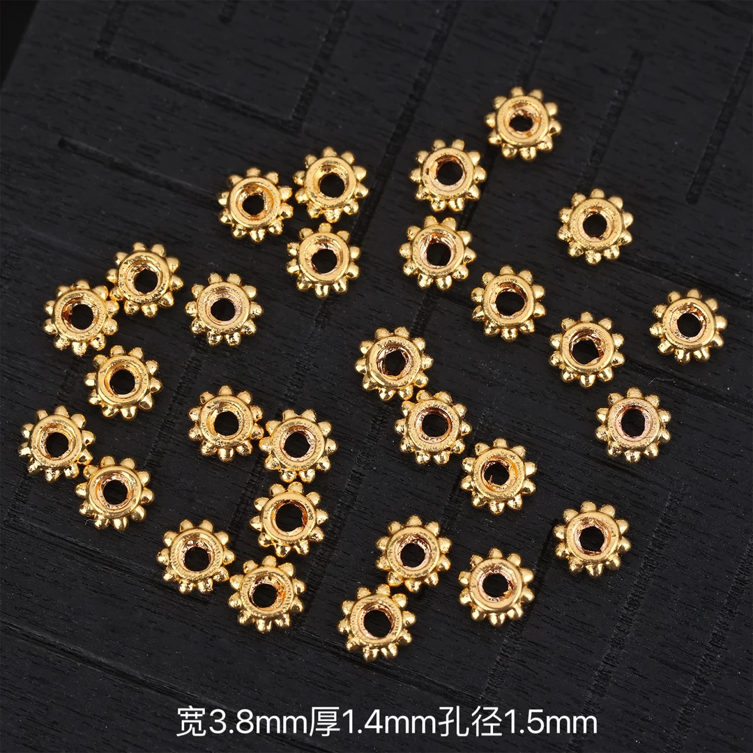 【亿金工厂】18k金精工3.8mm雪花车轮隔片垫片DIY珠串配饰