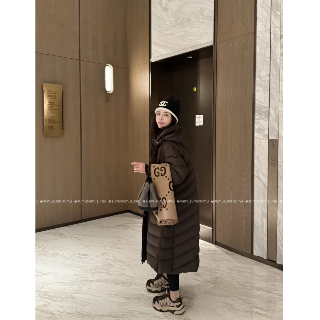 宿慕SUMU设计款排骨被子羽绒服冬季加厚保暖长款90白鸭羽绒服9071