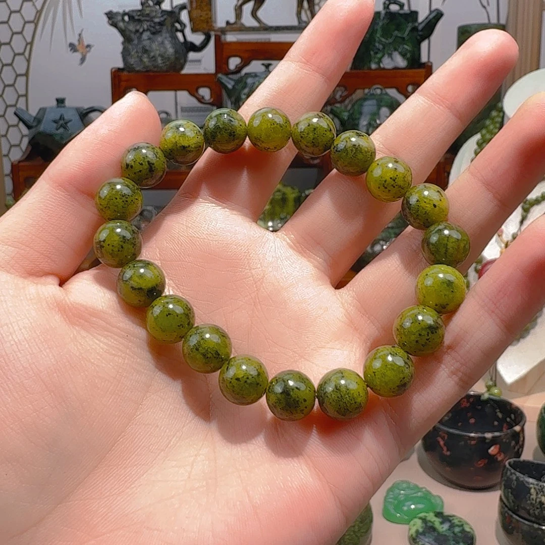 玲***蛇纹石玉未镶嵌藏玉药王石精美手串