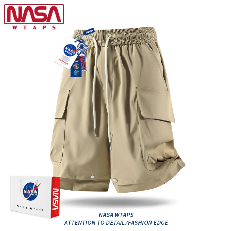 NASA WTAPS大码工装冰丝短裤男夏季新款多口袋透气休闲运动五分裤