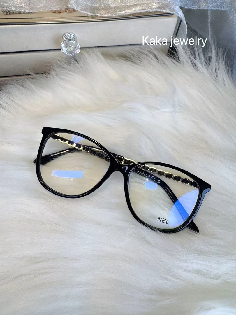 小香风眼镜编织腿黑框眼镜女素颜防蓝光