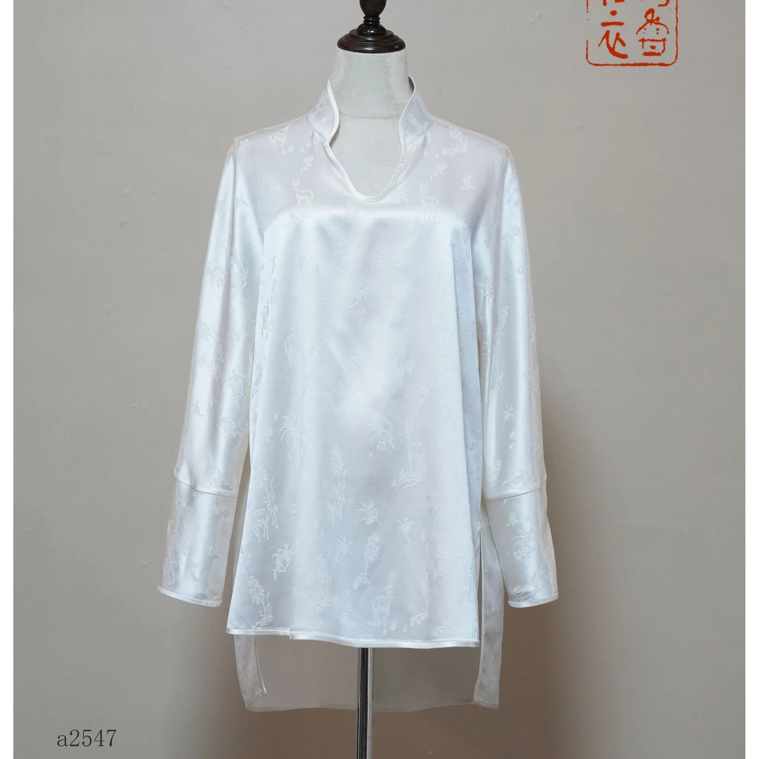 【绮香慢衣】秋冬新款提花重缎香云纱·宽松套头上衣