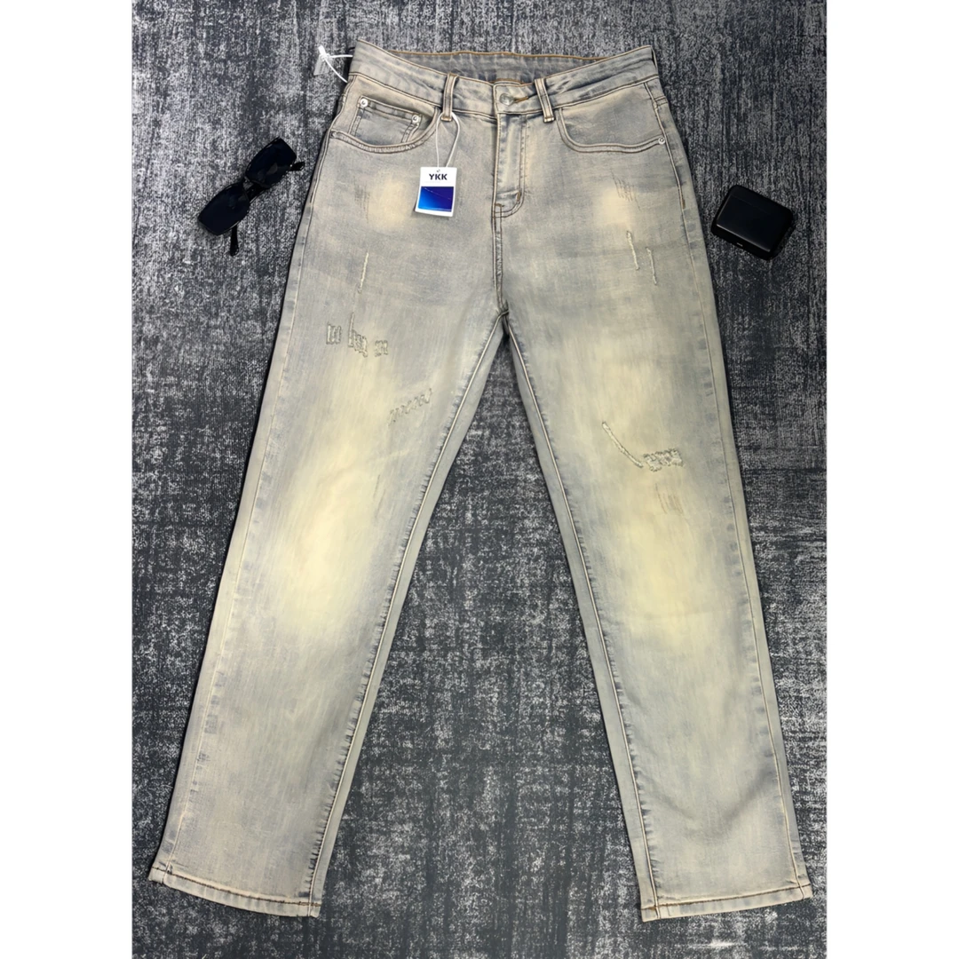 2025AGO新款经典百搭高品质水洗微喇美式弯刀牛仔裤男士直筒时尚