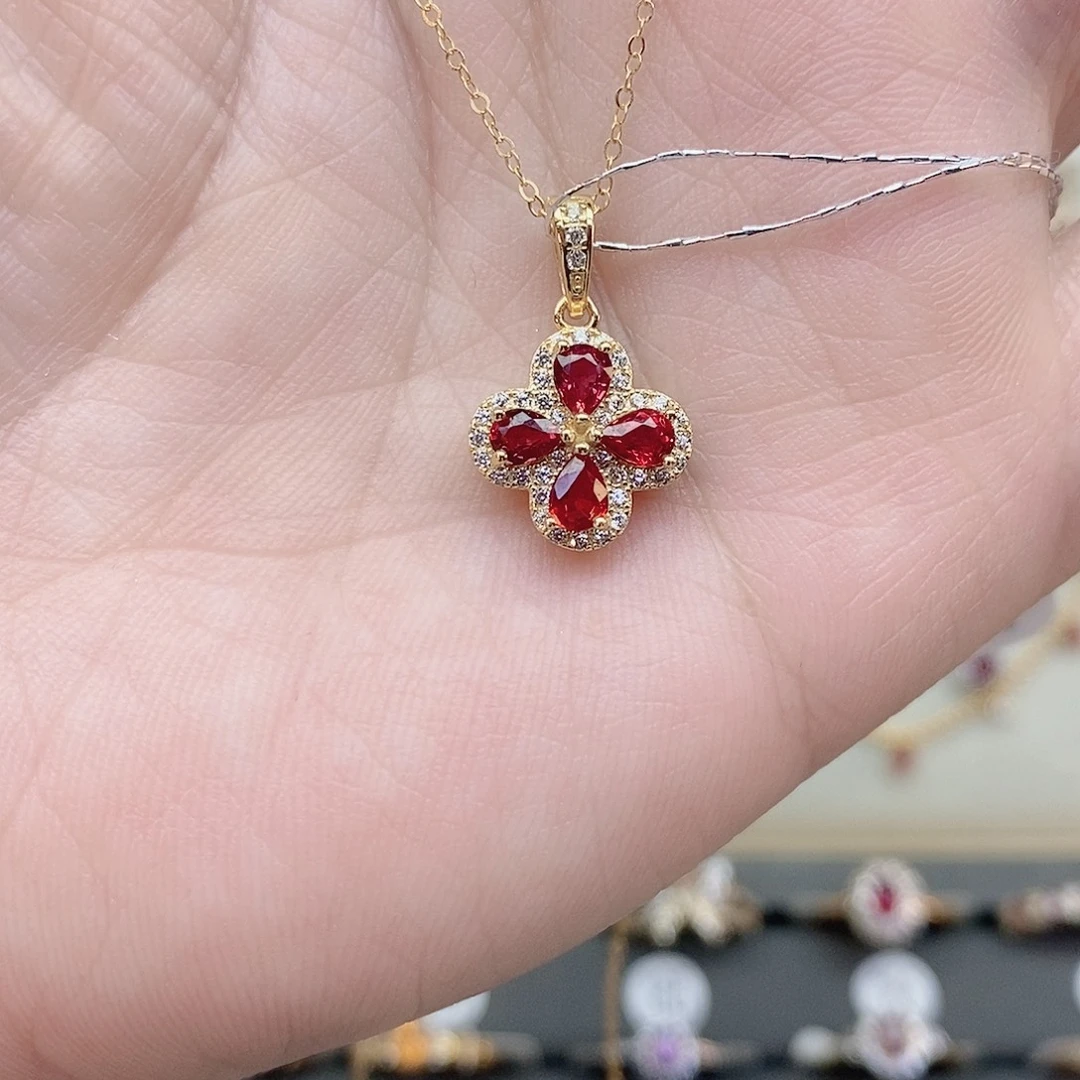 彩色蓝宝石银S925镶嵌吊坠(赠链)