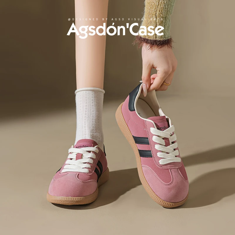 P151240粉色芭蕾德训鞋女款2025夏季新款厚底百搭休闲运动板鞋xx