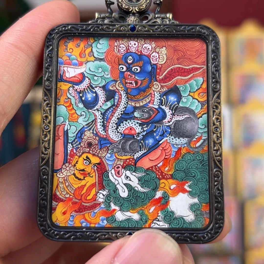2***4吊坠黑财神热贡纯手绘唐卡