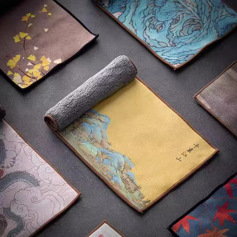 【加厚版本】高山流水海纳百川图案茶巾茶台茶具实用配件中国风