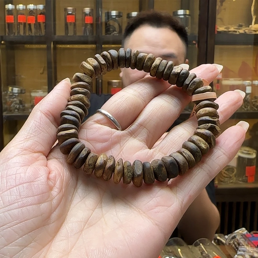 手串沉香5奇楠随形单圈 碎银珠1mm12g+多样性发一串