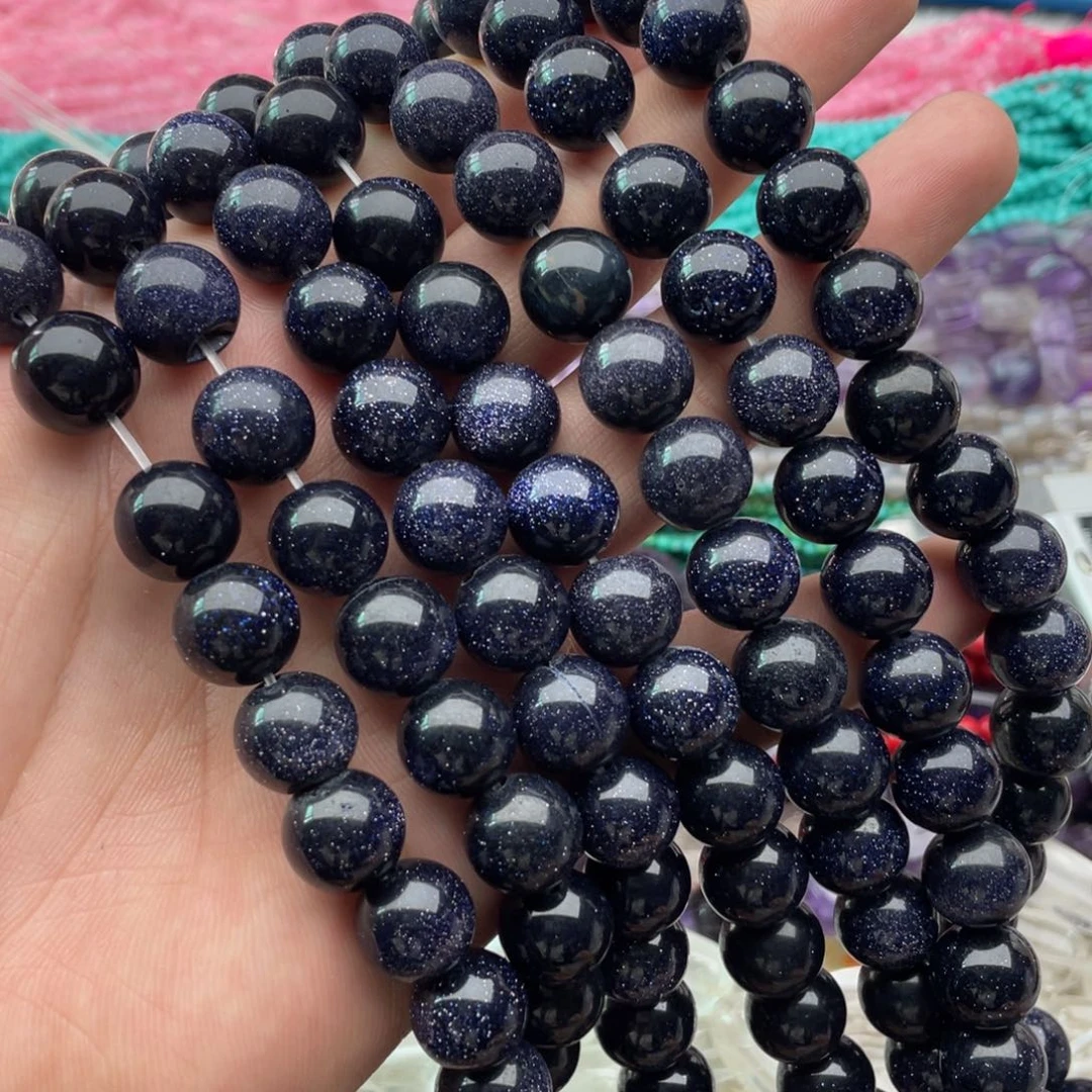 玛瑙/玉髓珠宝半成品未镶嵌一条装卡12mm星空蓝沙圆珠