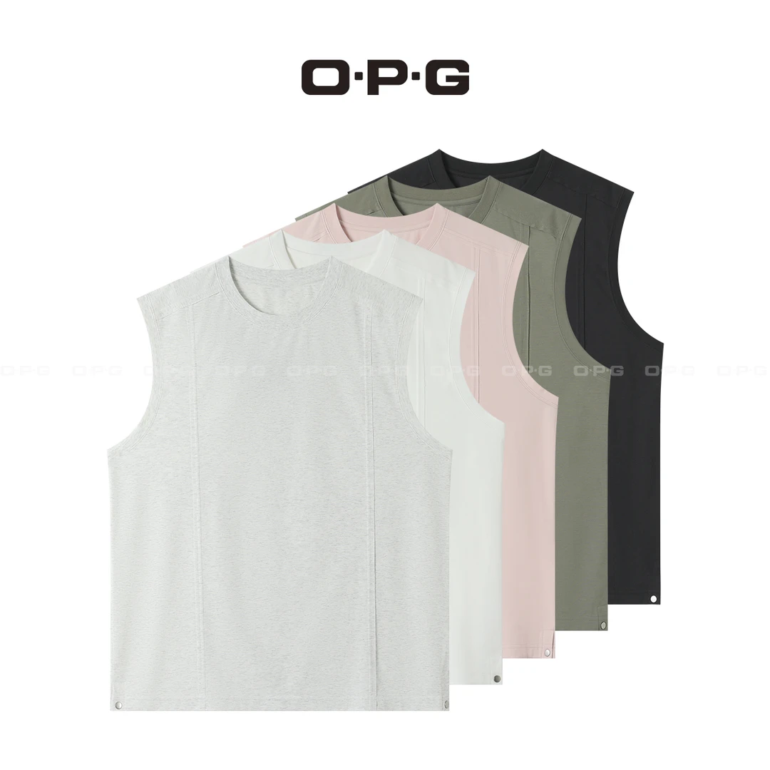 遥发服装【设计感明线拼接纯色无袖T恤】夏季情侣百搭背心上衣8020