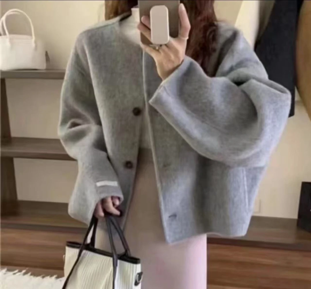 圆领小香风大衣短款205