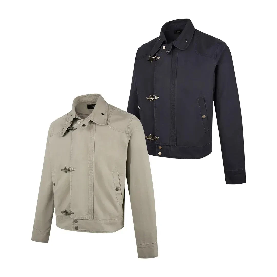 原创解构拼接飞机扣夹克男女复古做旧vintage短款外套ins春秋新款