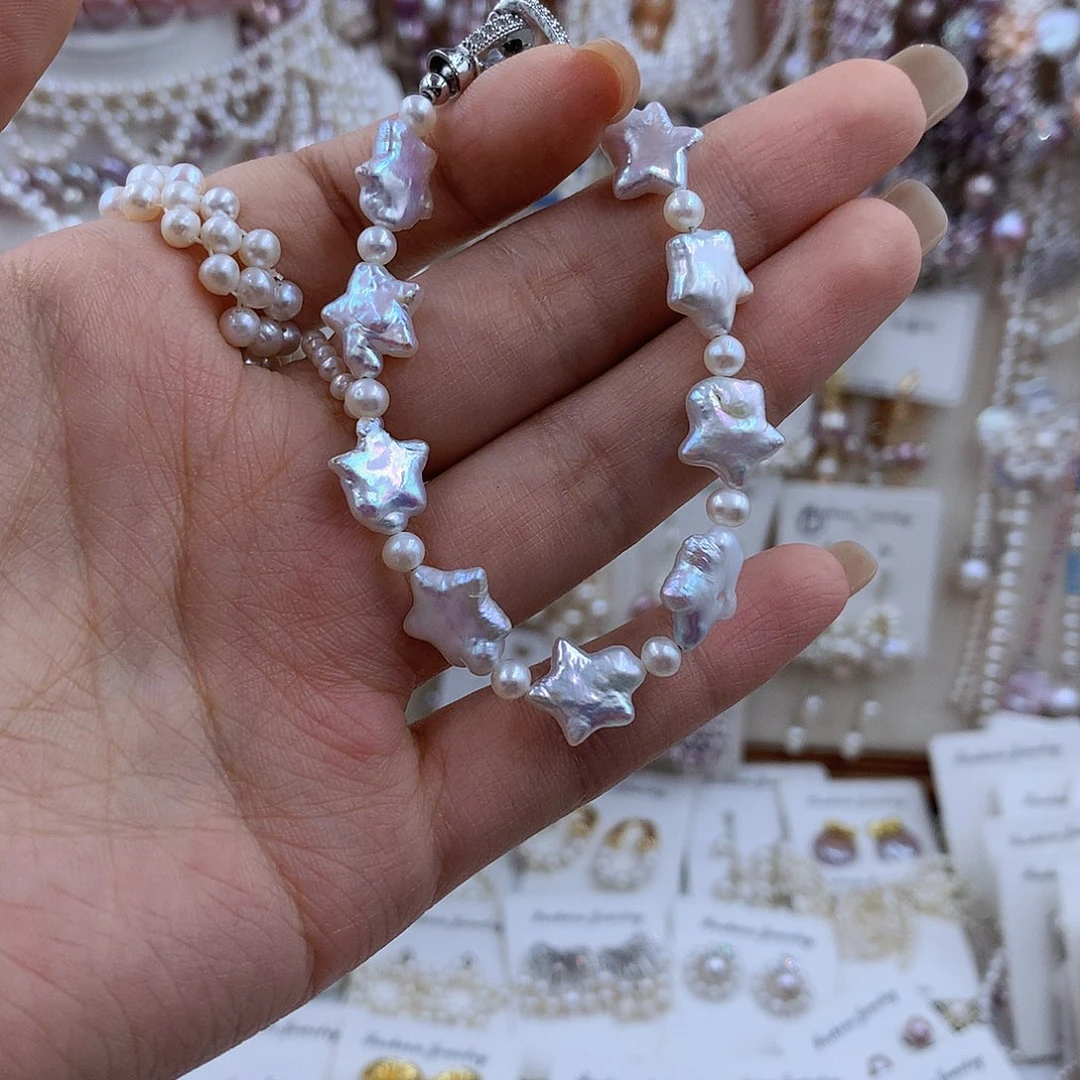 项链银S925镶嵌淡水珍珠