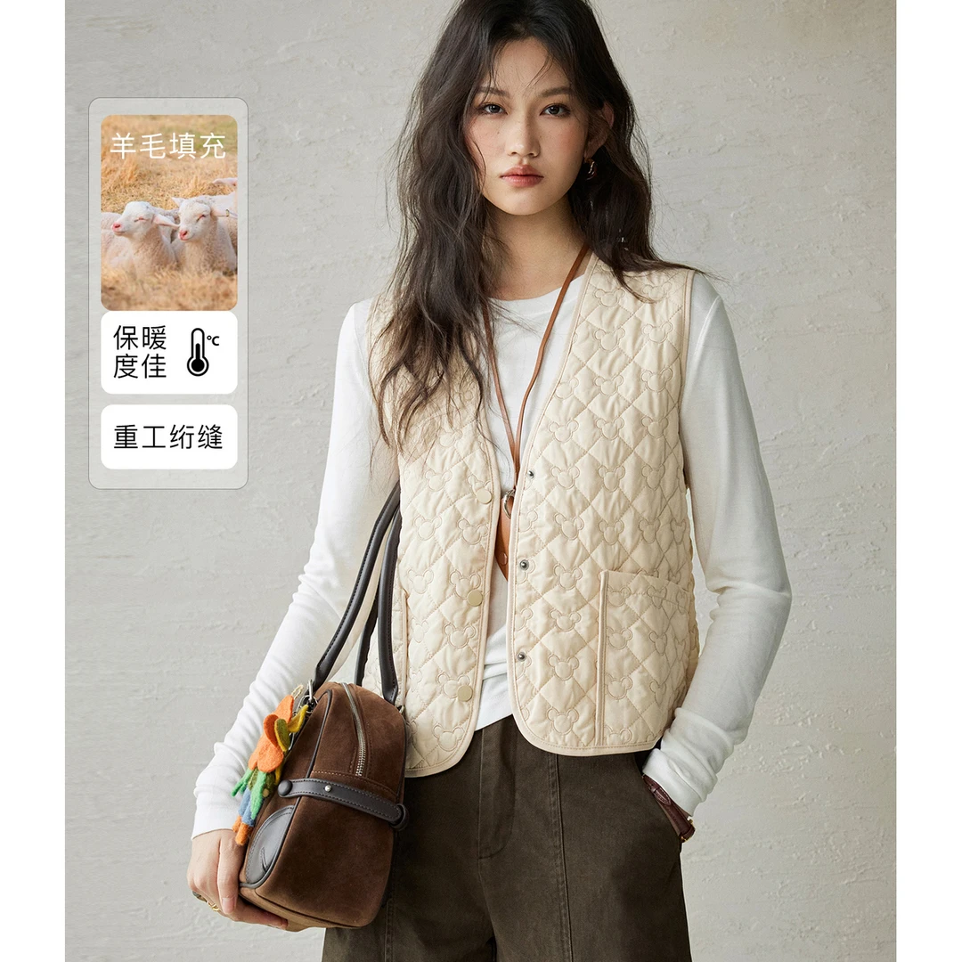 NAA/南瓜谷【叠穿刚需】100羊毛填充女装马甲FX3BX1173-A
