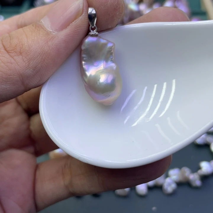 淡水珍珠吊坠(不含链)银S925镶嵌