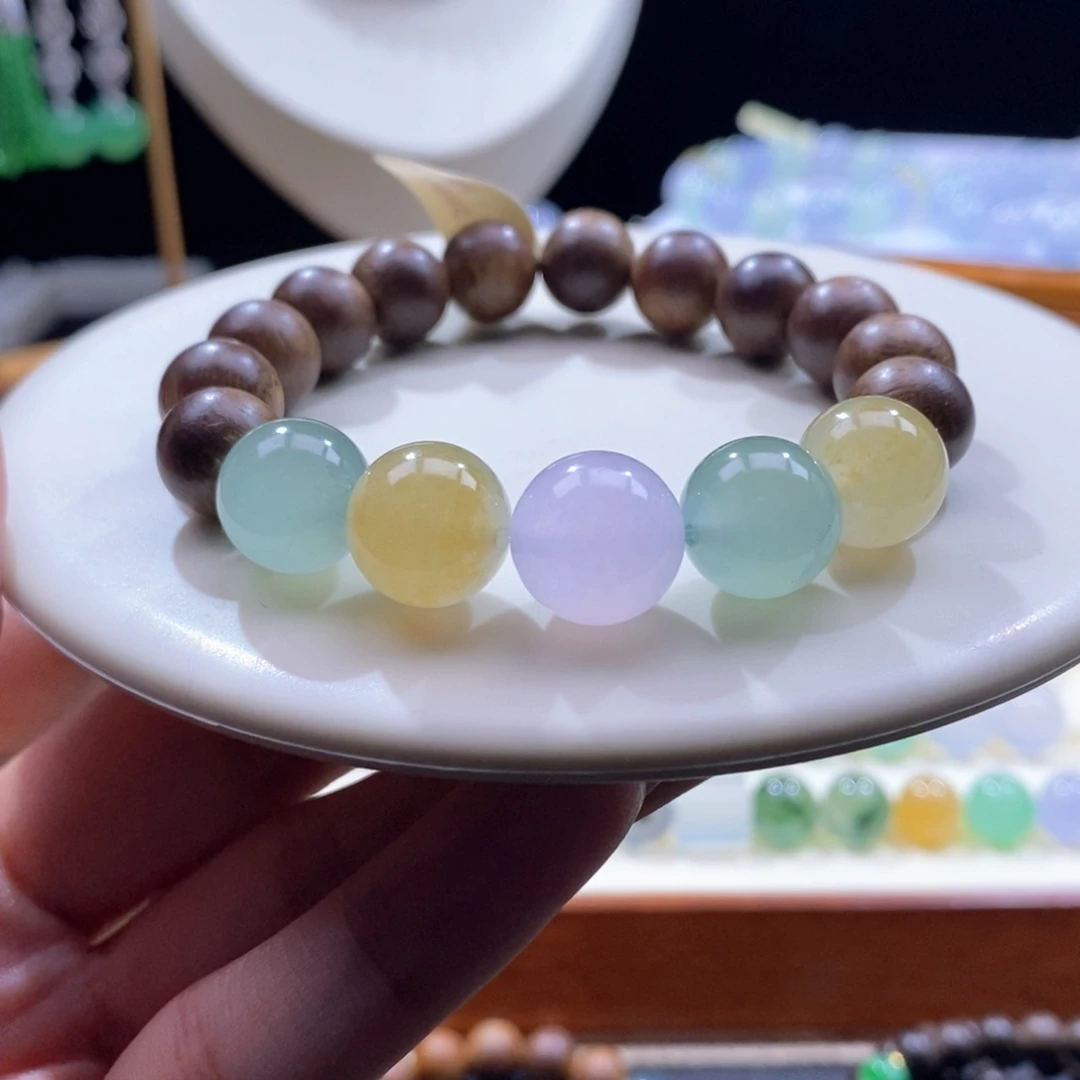 翡翠未镶嵌手串冰糖果色手串卡12+