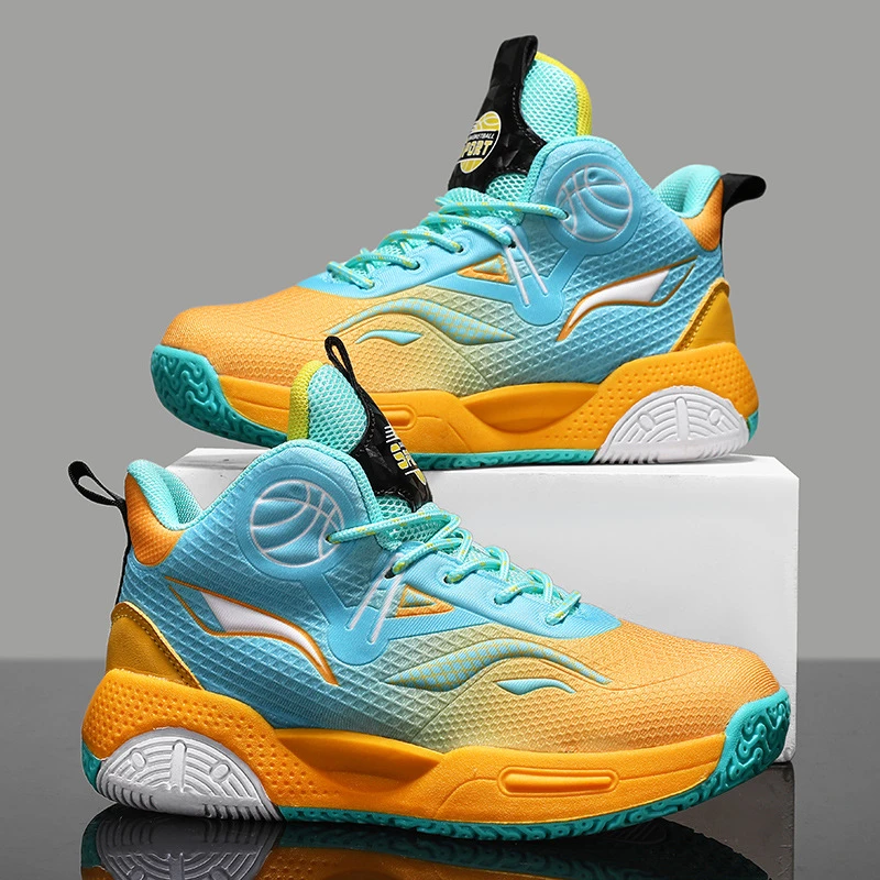 拉夏贝尔轻奢儿童篮球鞋儿童鞋男新款春季中大童学生摩擦有声音运