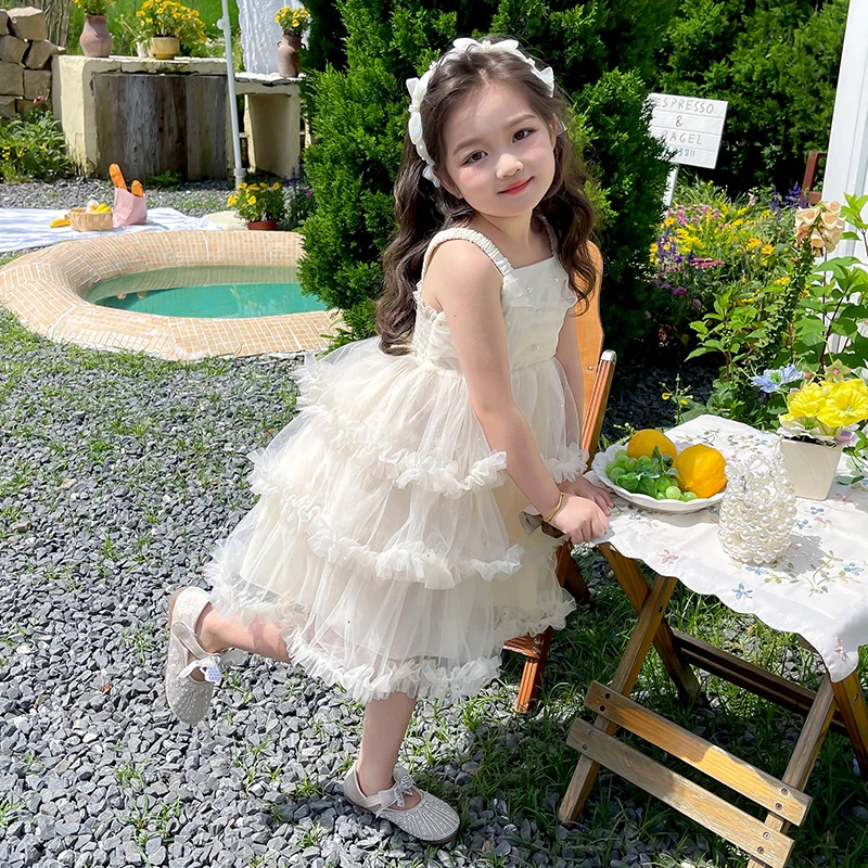 女童连衣裙夏装2025新款洋气儿童吊带蛋糕纱裙小女孩夏季公主裙子