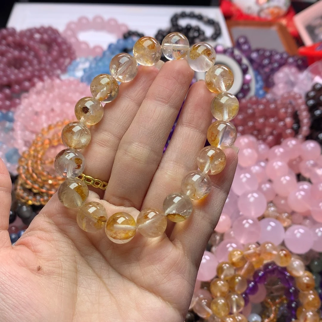 水晶手链未镶嵌黄胶花卡11+