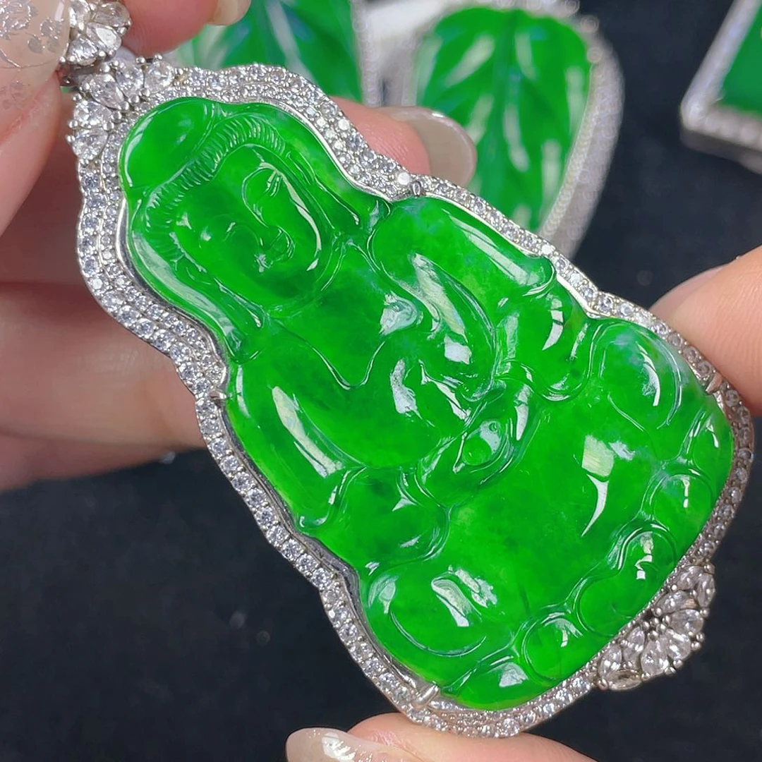 翡翠吊坠(不含链)银S925镶嵌