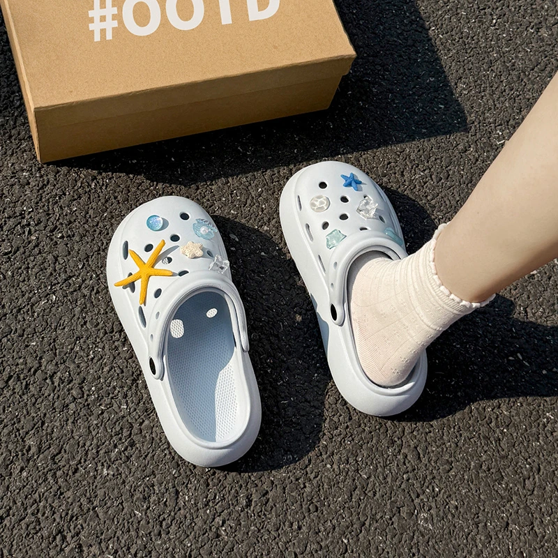 eva厚底洞洞鞋女款外穿夏季沙滩防滑2025新款时尚爆款包头凉拖鞋