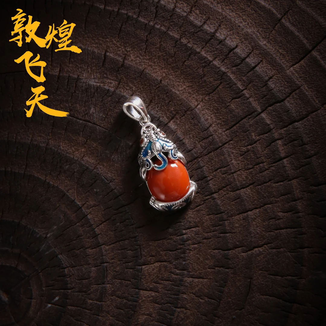 吊坠925银 M7097 复古做旧浮雕貔貅小吊坠项坠国风古韵女款银挂坠