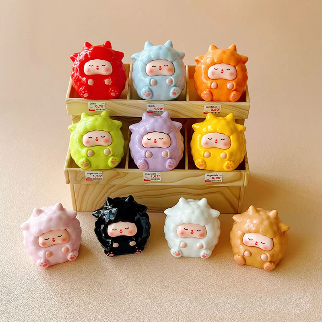 【双许愿】实色小羊团子萌粒盲袋树脂diy配饰钥匙扣挂件车载摆件