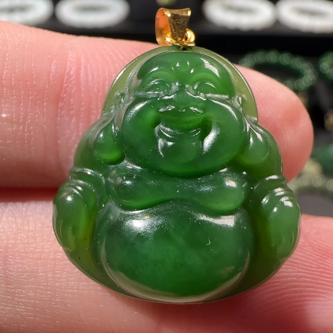 和田玉（碧玉）18K金镶嵌颈饰